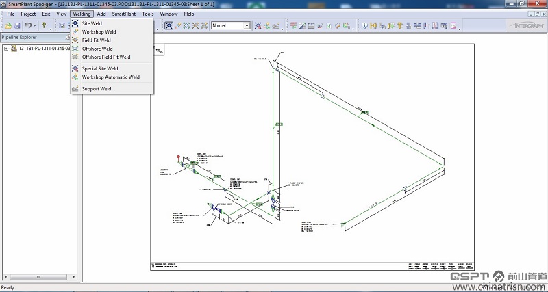 管道工厂预制详图转化软件(图4) 确定现场口位置