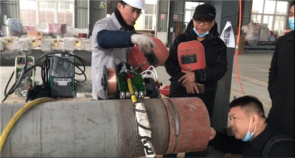 河北客户考察前山磁吸式管道自动焊机(图2)